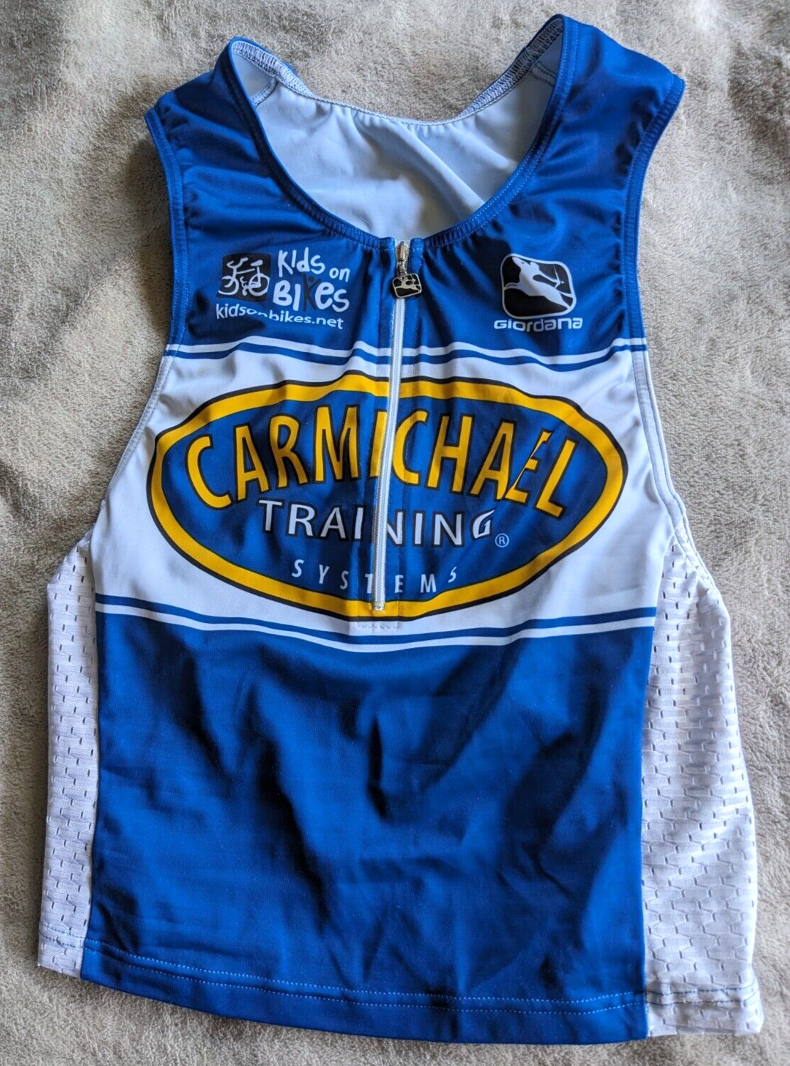 GIORDANA Triathlon Tri Top Jersey Womens S Cycling Sleeveless Blue White