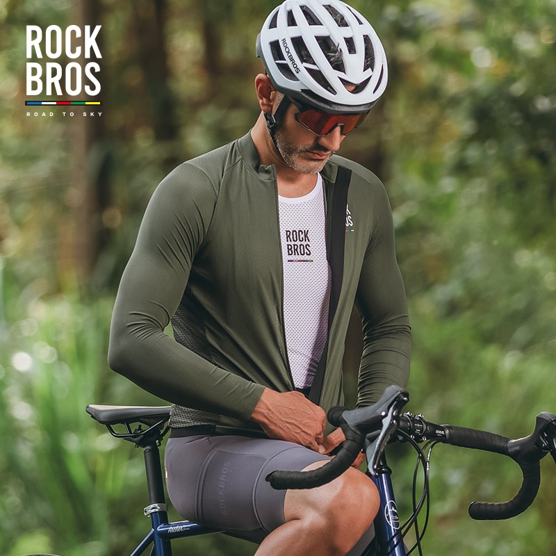 【ROAD TO SKY】ROCKBROS Men’s Full Zipper Long Sleeves Cycling Jersey Biking Shirt