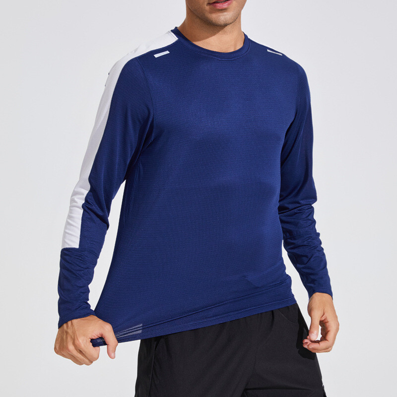 Men’s Reflective Long Sleeve T-Shirt Round Neck Cycling Sport Casual Fitness Top