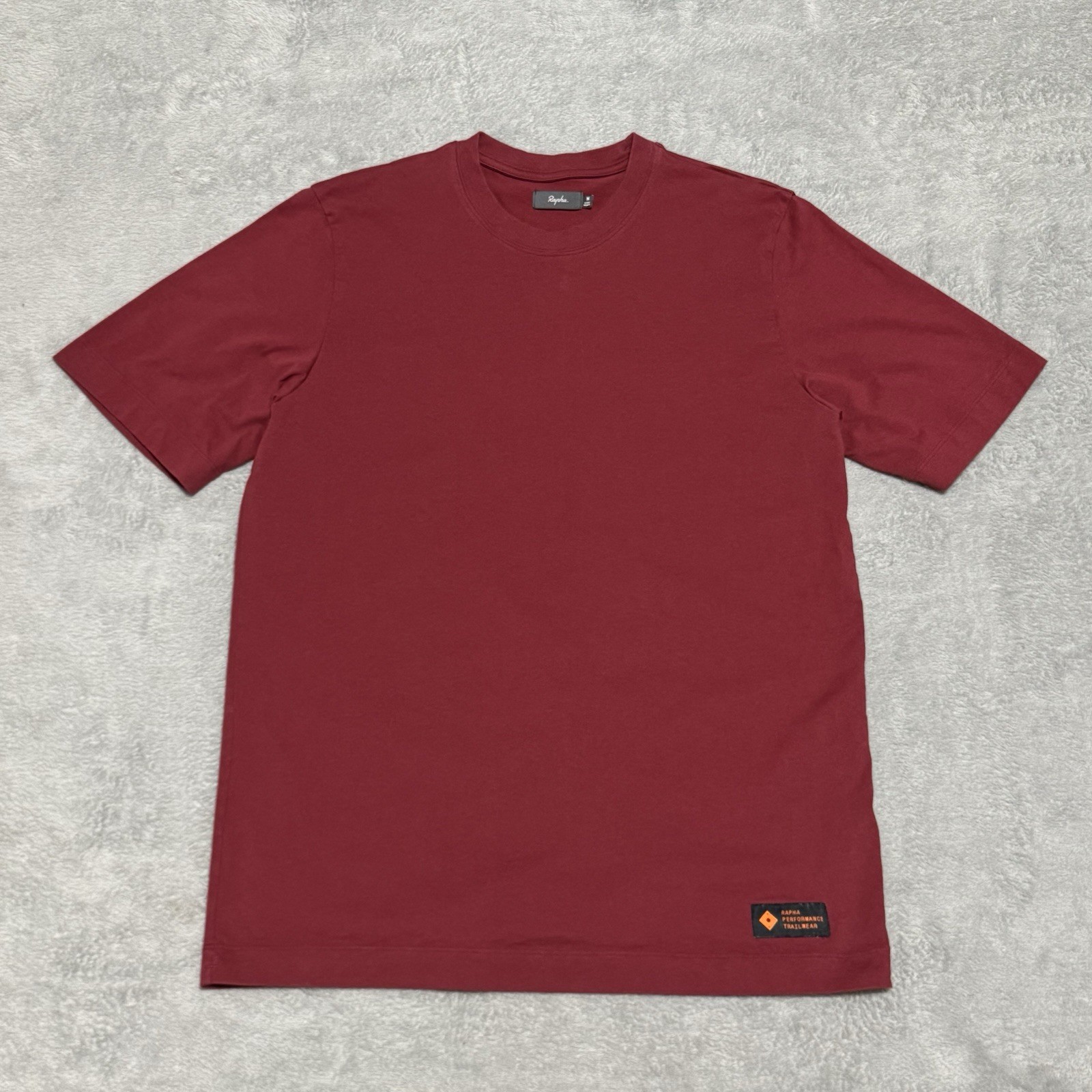 Rapha Trail T Shirt Mens M Red Cotton Burgundy Short Sleeve Cycling Performance