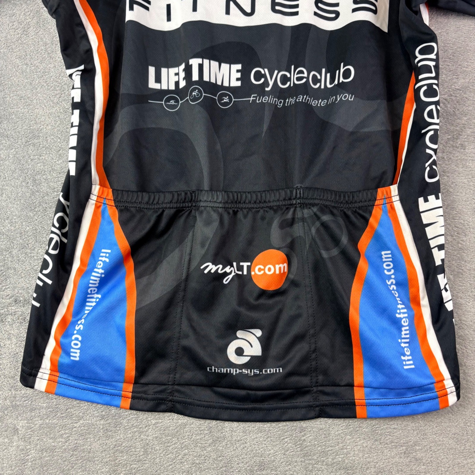 Life Time Fitness Womens XL Black Champ-Sys Cycling Jersey Full Zip Bike Cycle