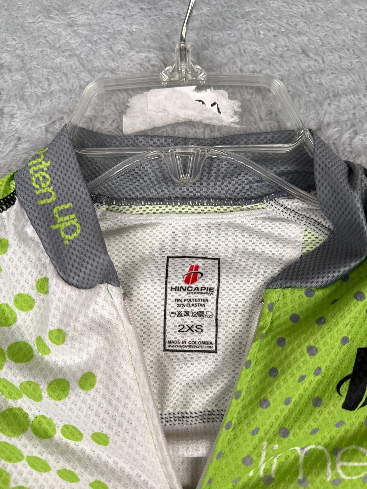 Hincapie Cycling Jersey Adult 2XS XXS Lime Green White Short Sleeve Aspen Colo