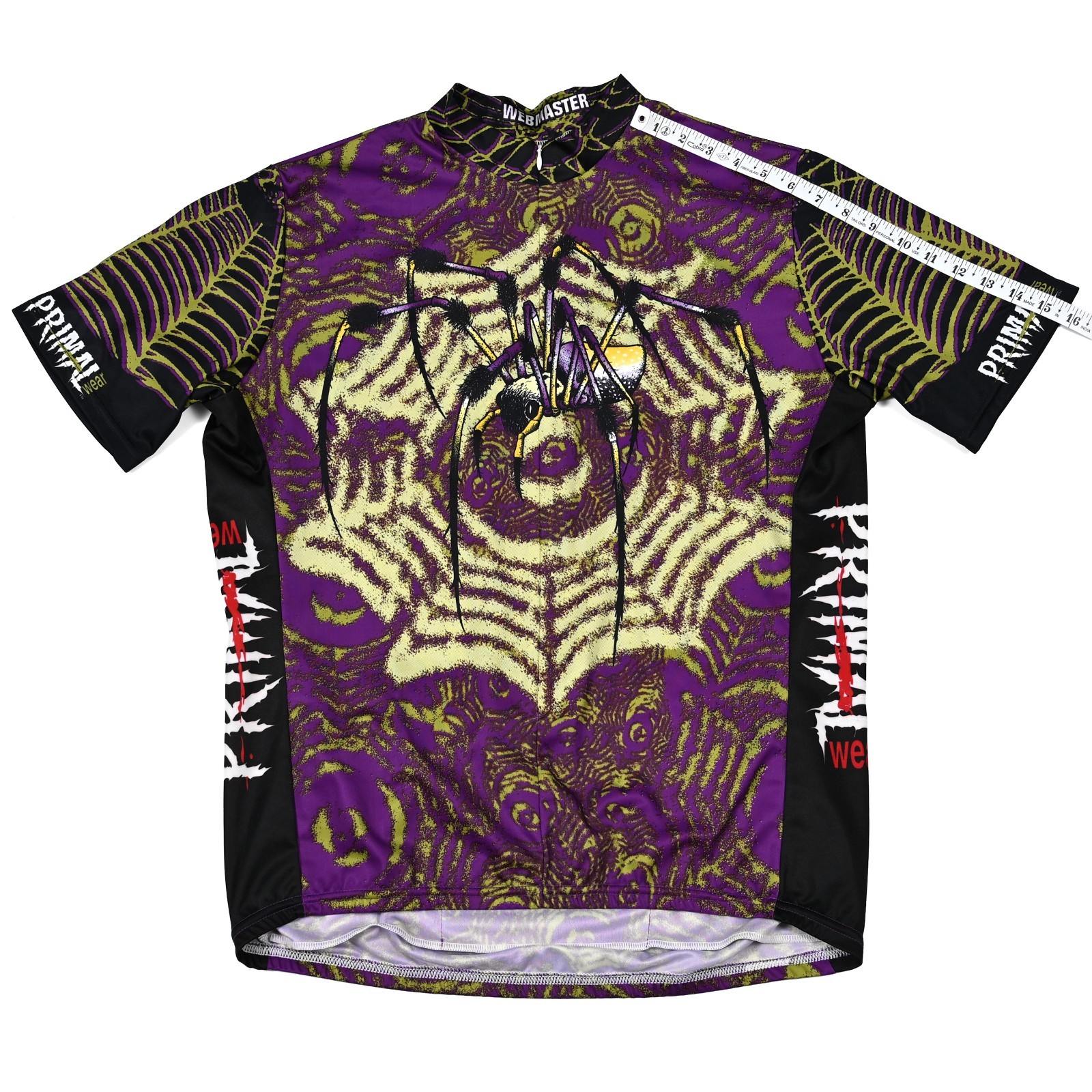 Primal Wear Webmaster Cycling Jersey Mens XL Purple Spider Web 3/4 Zip Pockets