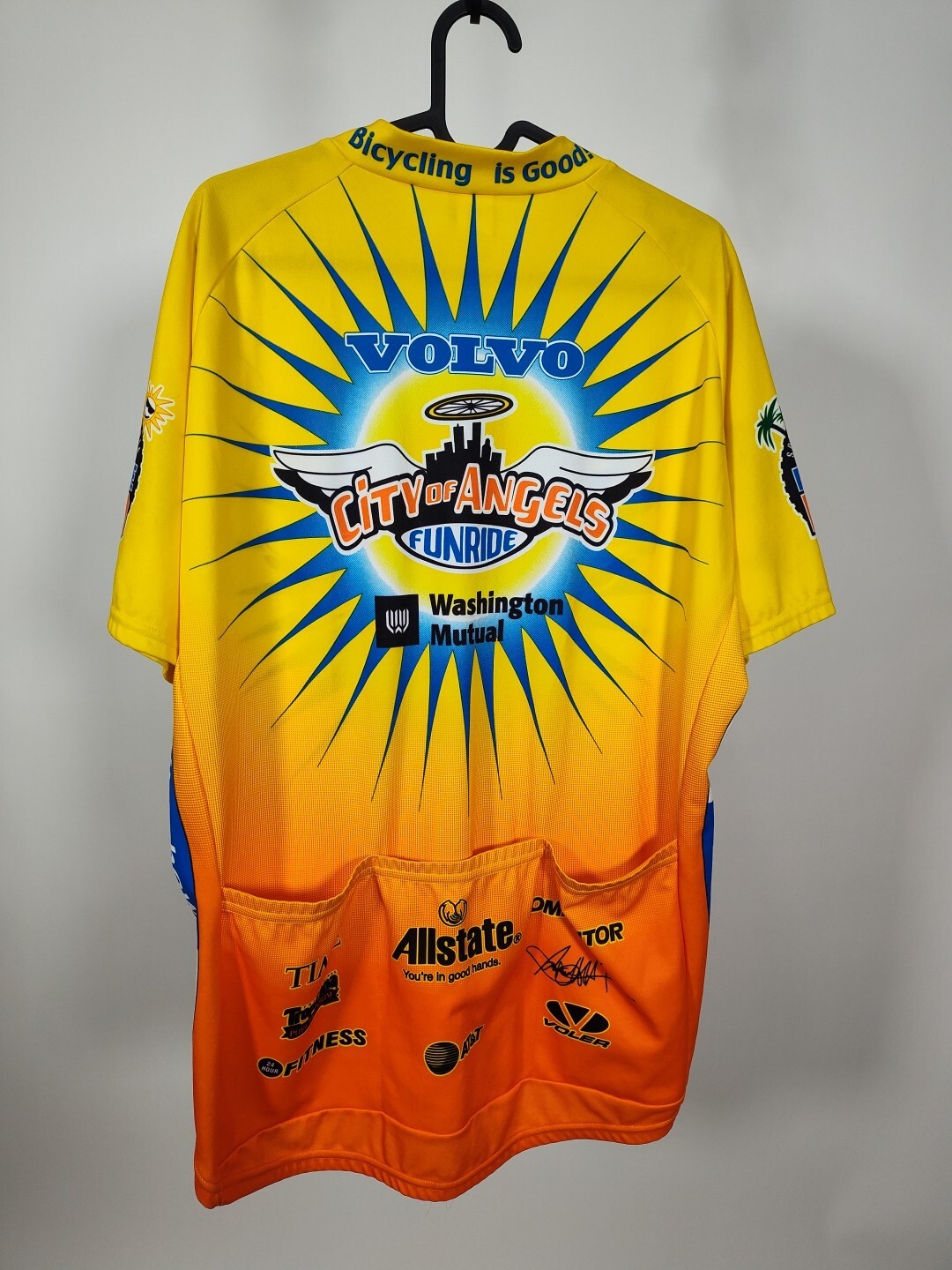 Volvo City of Angels Funride Voler vintage mens Yellow cycling jersey size XL