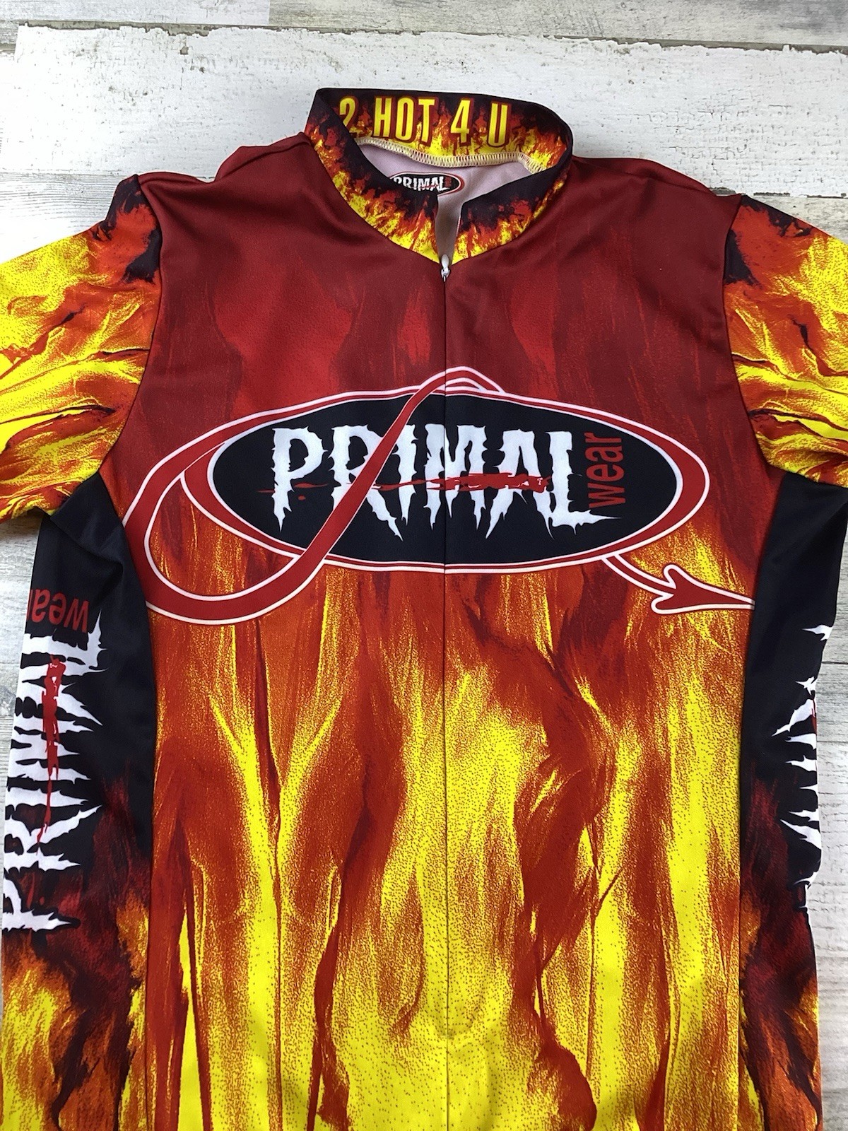 Primal Wear 2 Hot 4 U Men’s Sz S Cycling Dirt Bike Flames Jersey Waist Pockets