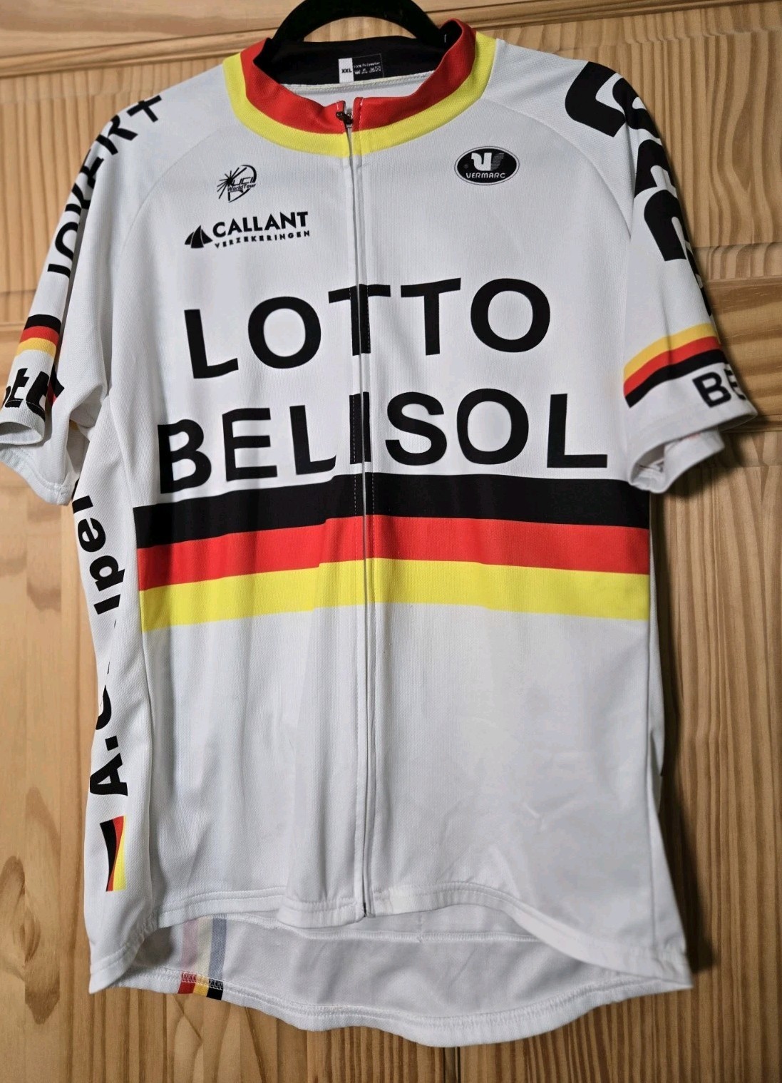 Lotto Belisol Cycling Jersey XXL White Red Yellow Black 100% Polyester Pro Team