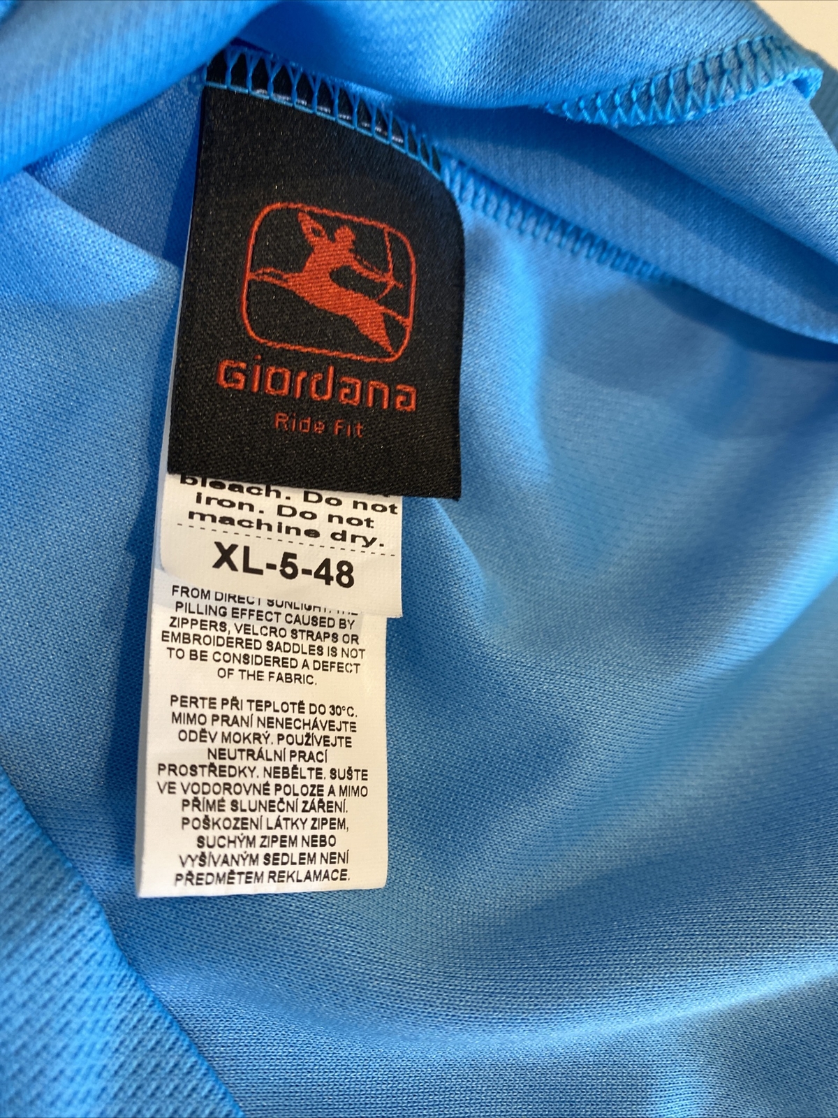 Giordana Ride Fit Unisex Kids Size 10 (XL5-48) Pro Jersey Blue Cycling Shirt