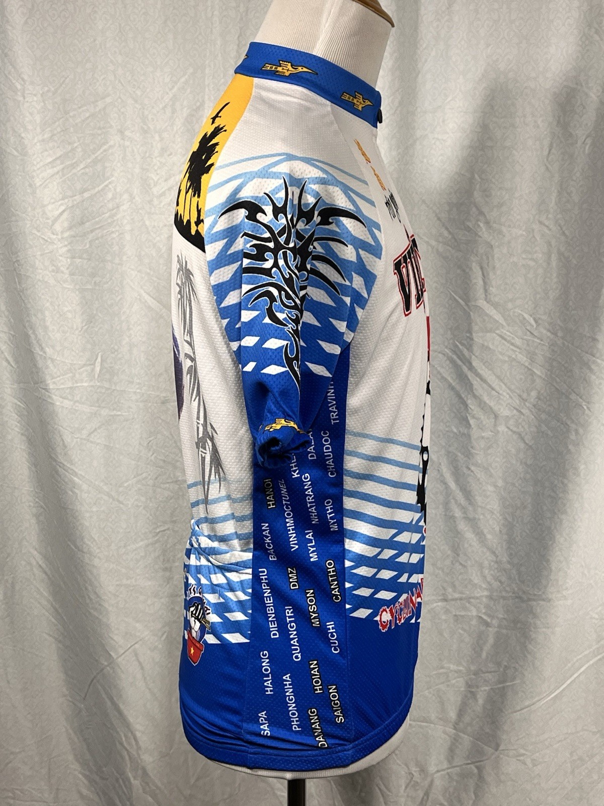 Vietnam Cycling Jersey Minh Thanh Hang Full Zip Mens Medium Blue White