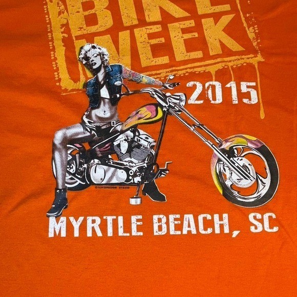 XL Orange and yellow Bike Week 2015 graphic tee