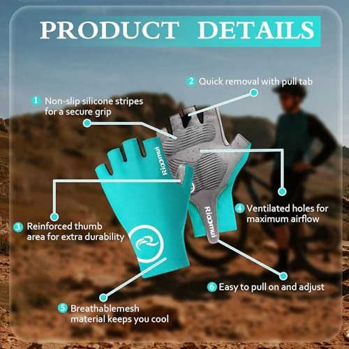 Cycling Gloves,Anti-Slip 5mm Padded Biking Gloves for Men Asia-S=US-XS Blue