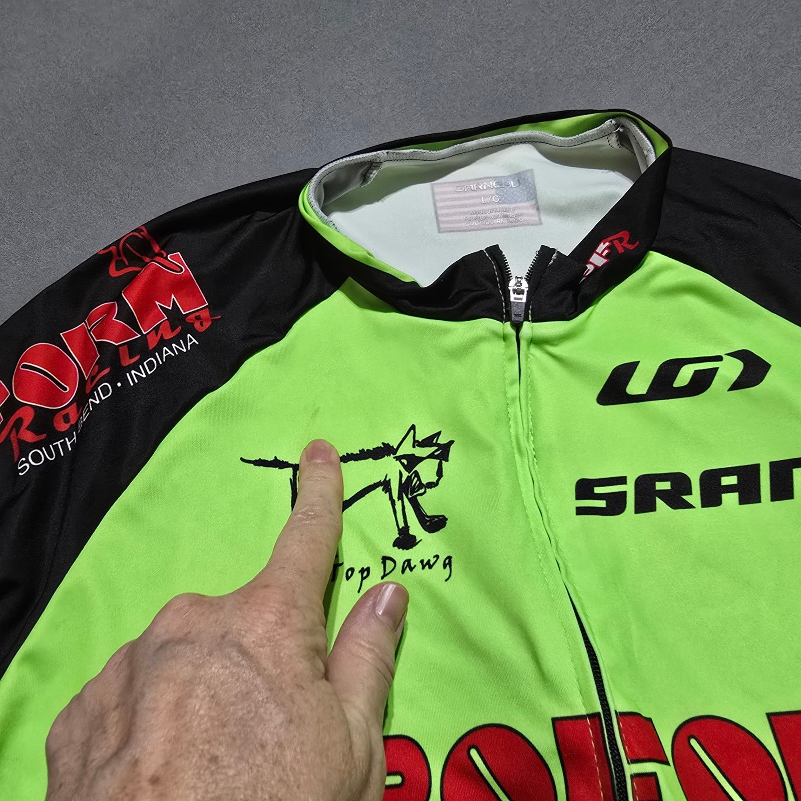 Louis Garneau Cycling Jersey Mens Large Neon Green ProForm Racing SRAM Bianchi