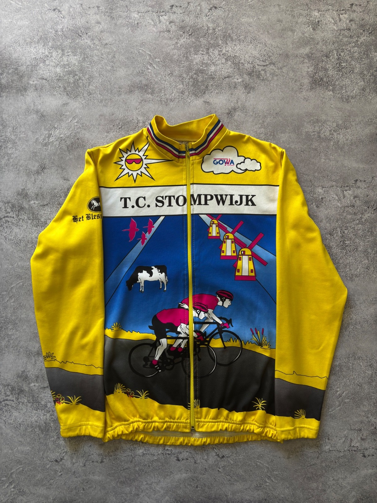 Vintage Cycling Jacket Zip hoodieT.C. Stompwijk Holland Full Zip Team Jersey M L