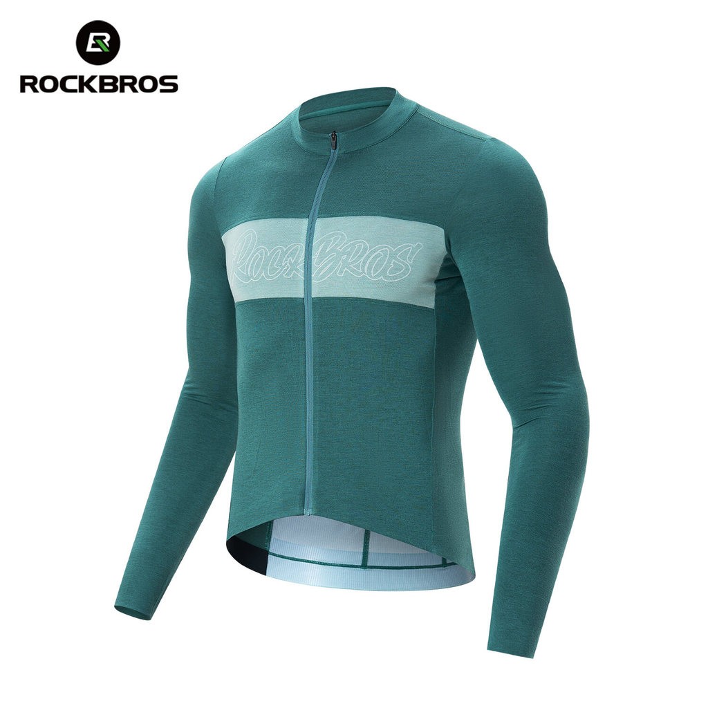ROCKBROS Spring Autumn Cycling Jersey Long Sleeve Tencel Wool Bike Sportswear