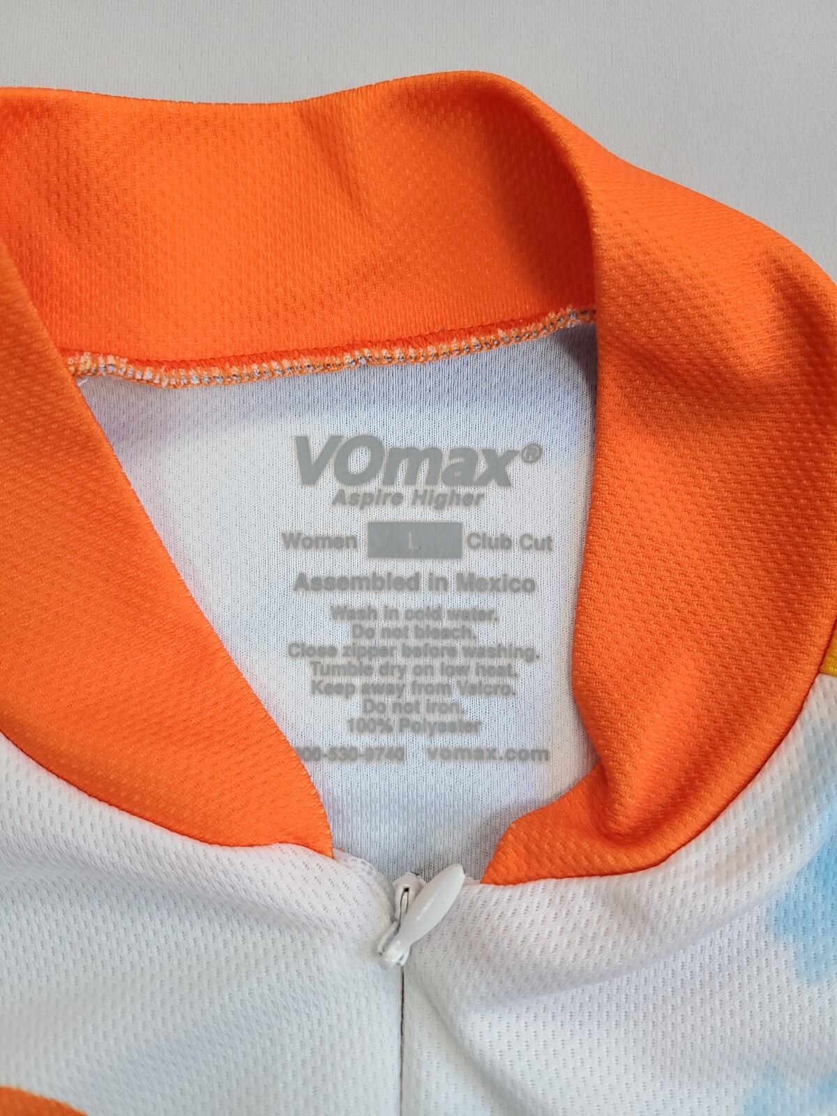 Vomax Shirt Womens Large White Yellow Bike Team Cycling Jersey Athletic Ladies