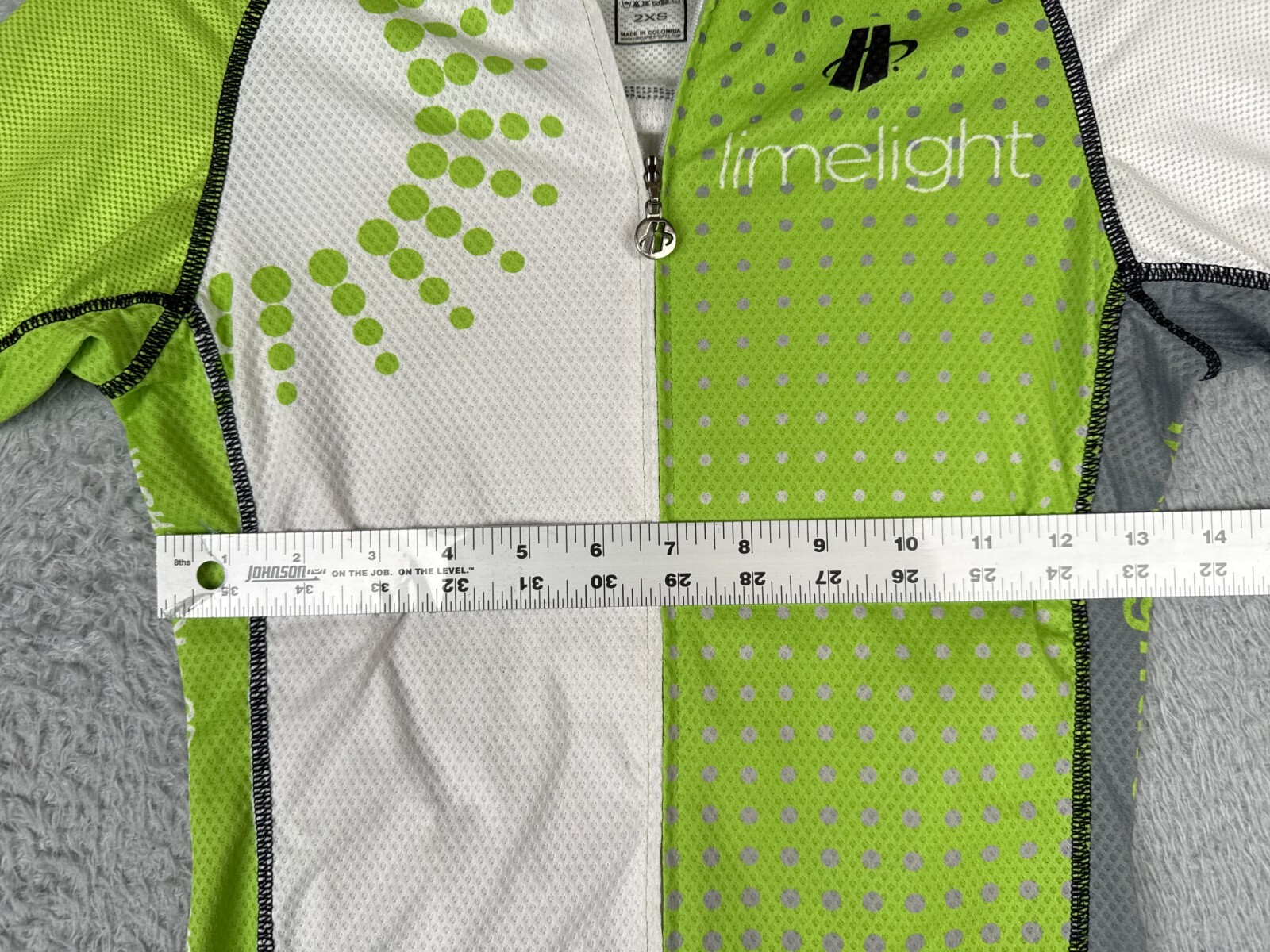 Hincapie Cycling Jersey Adult 2XS XXS Green White Full Zip Short Sleeve Aspen