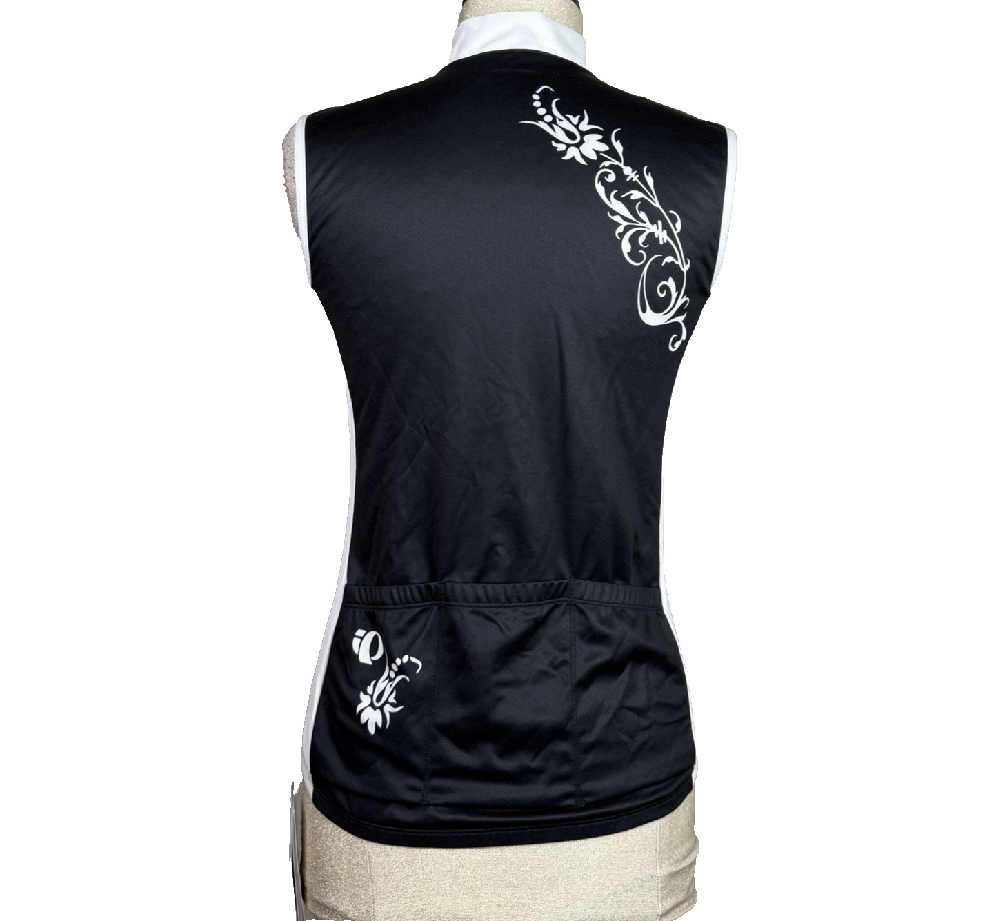 Pearl Izumi Cycling Jersey Womens M Black Floral Tank Zip Pockets Bike NEW