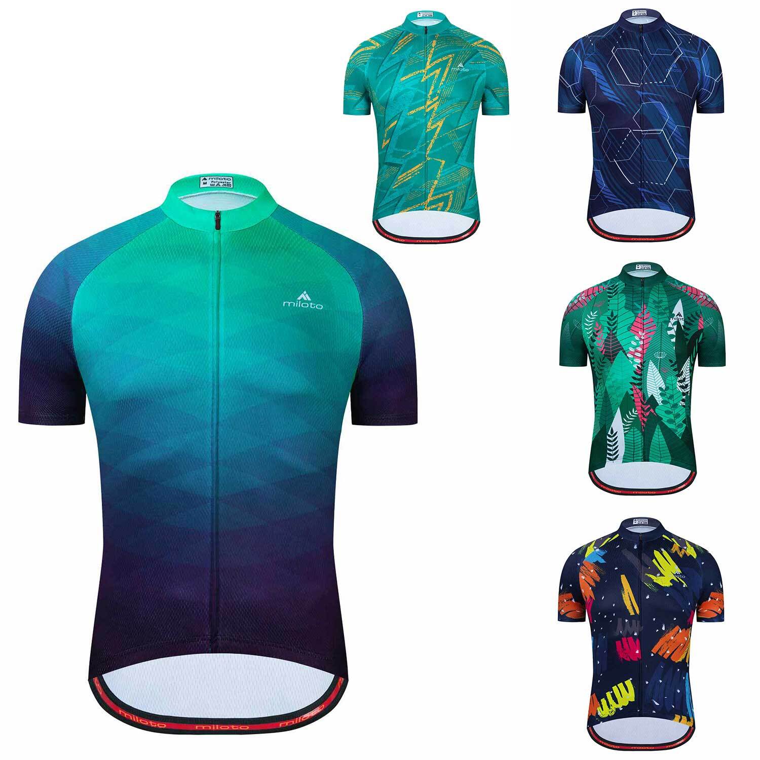 Miloto Men’s Cycling Jersey Full Zip Short Sleeve Bike Bicycle Cycling Shirt Top