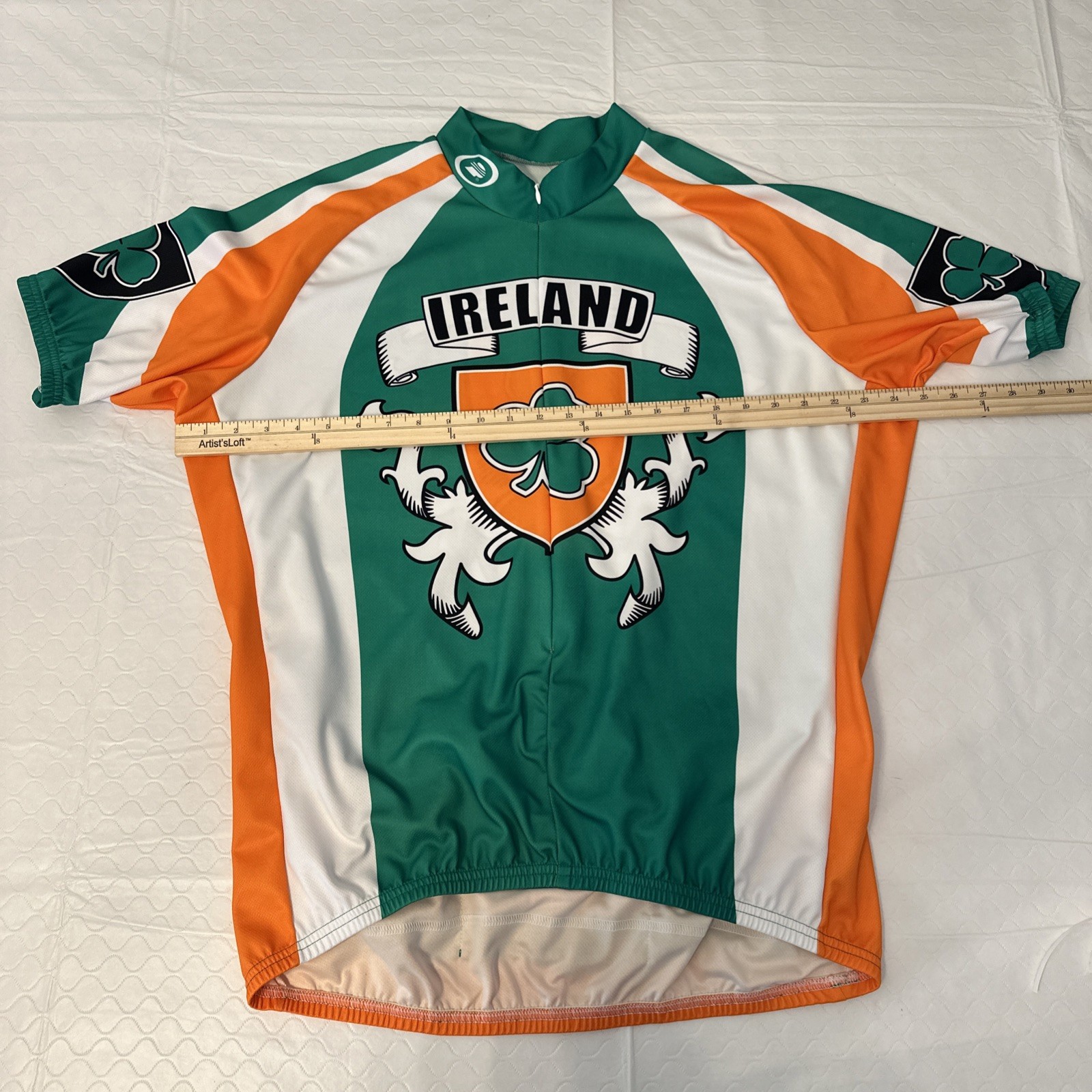 Performance Ireland Cycling Jersey 3/4 Zip White Green Orange Pockets XXL￼