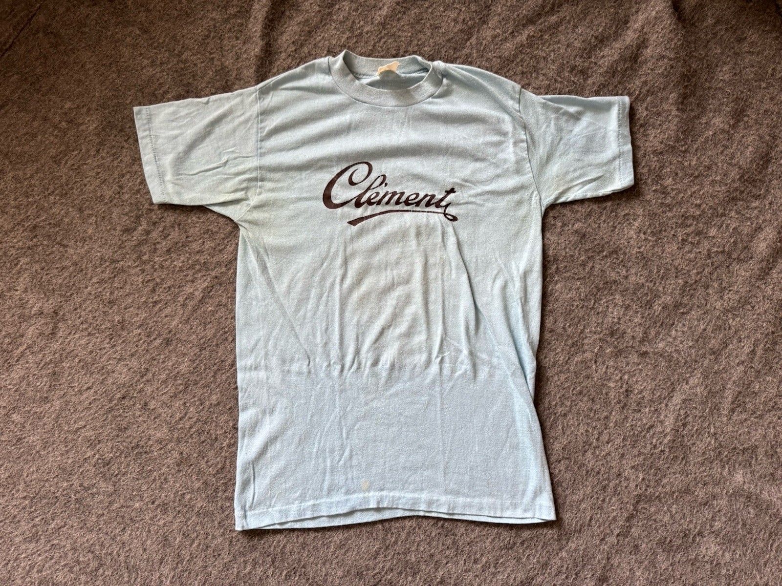 Vtg Rare 70s Clement Cycling T Shirt Blue Tee size M, Single Stitch