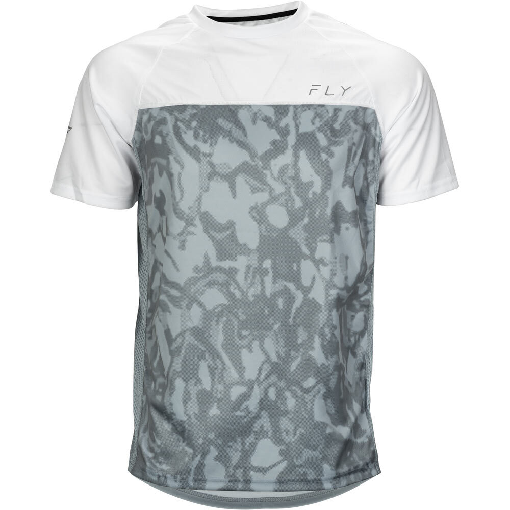 Fly Racing Super D Jersey Large Light Gray Camo / White