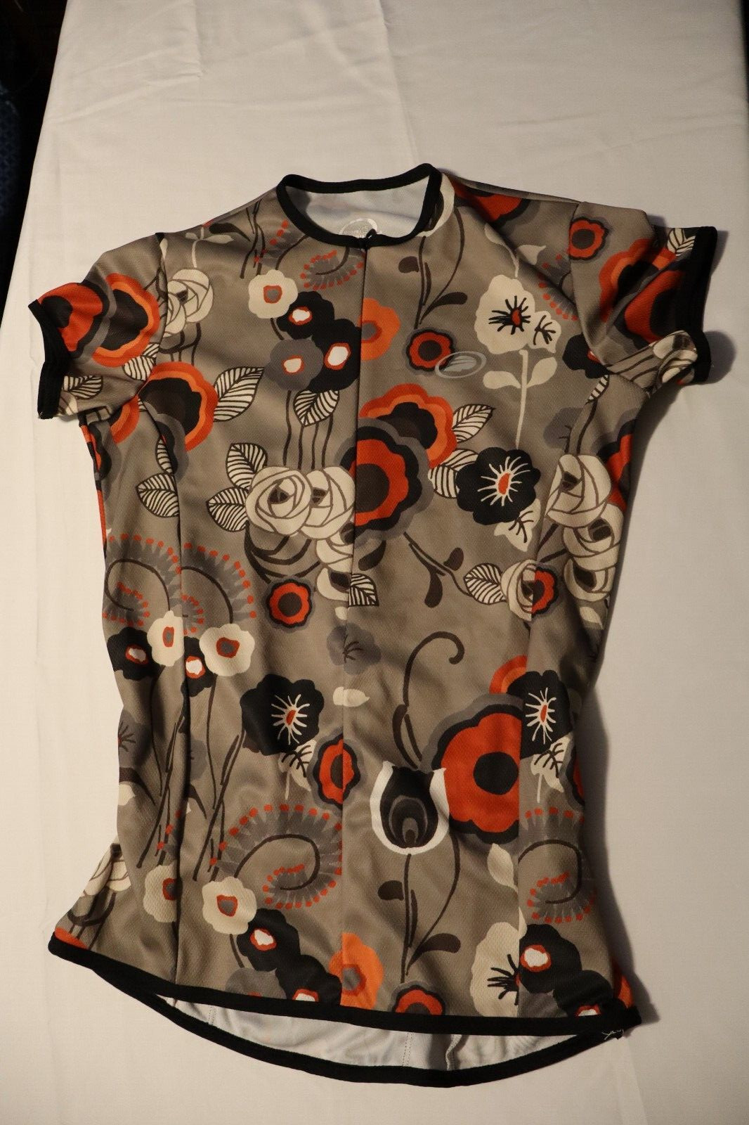 Women’s Performance Small Cycling Shirt Tan With Orange Flowers