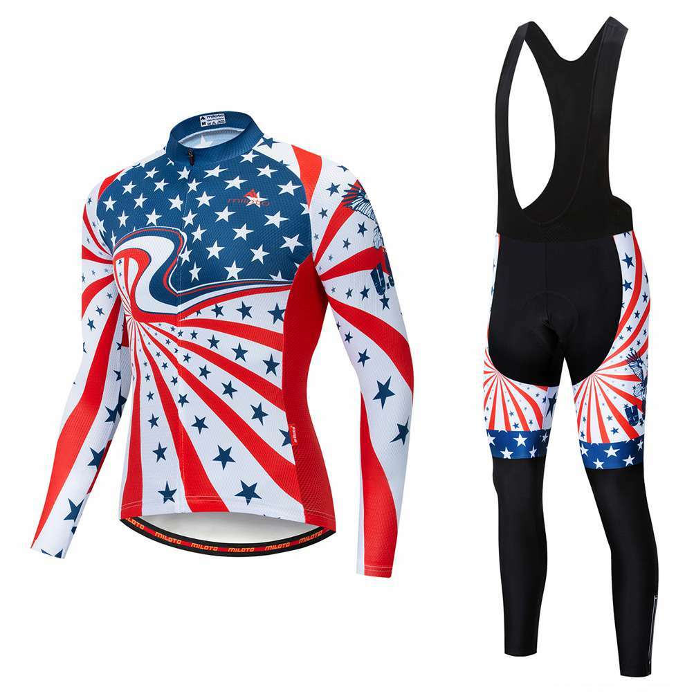 Miloto Team Cycling Clothing Long Sleeve Cycle Jersey and Padded (Bib) Pants Kit