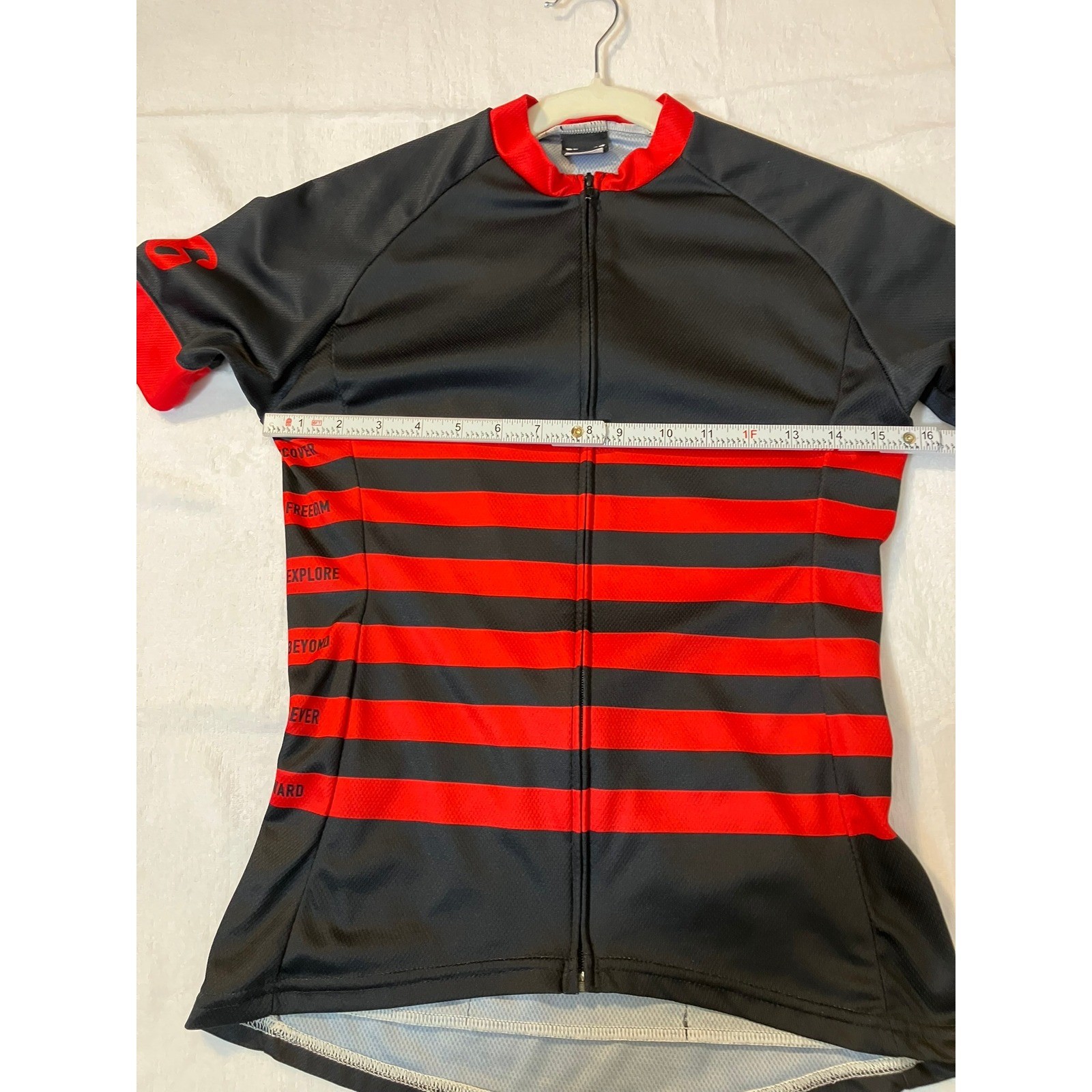 Twin Six Mens Small Cycling Jersey Black Red Striped Full Zip Pocket Bike Shirt