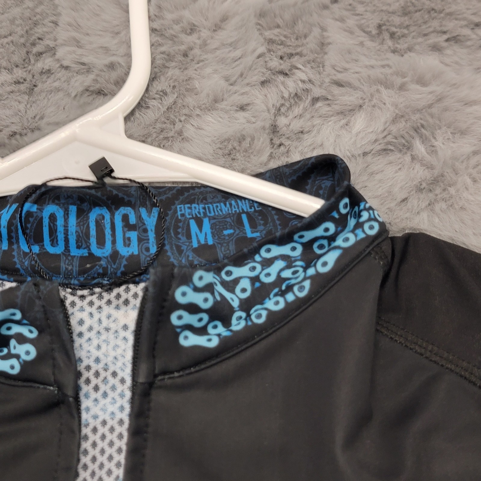 Cycology Performance Cycling Jersey Mens M-L Blue Full Zip Bike Graphic Shirt