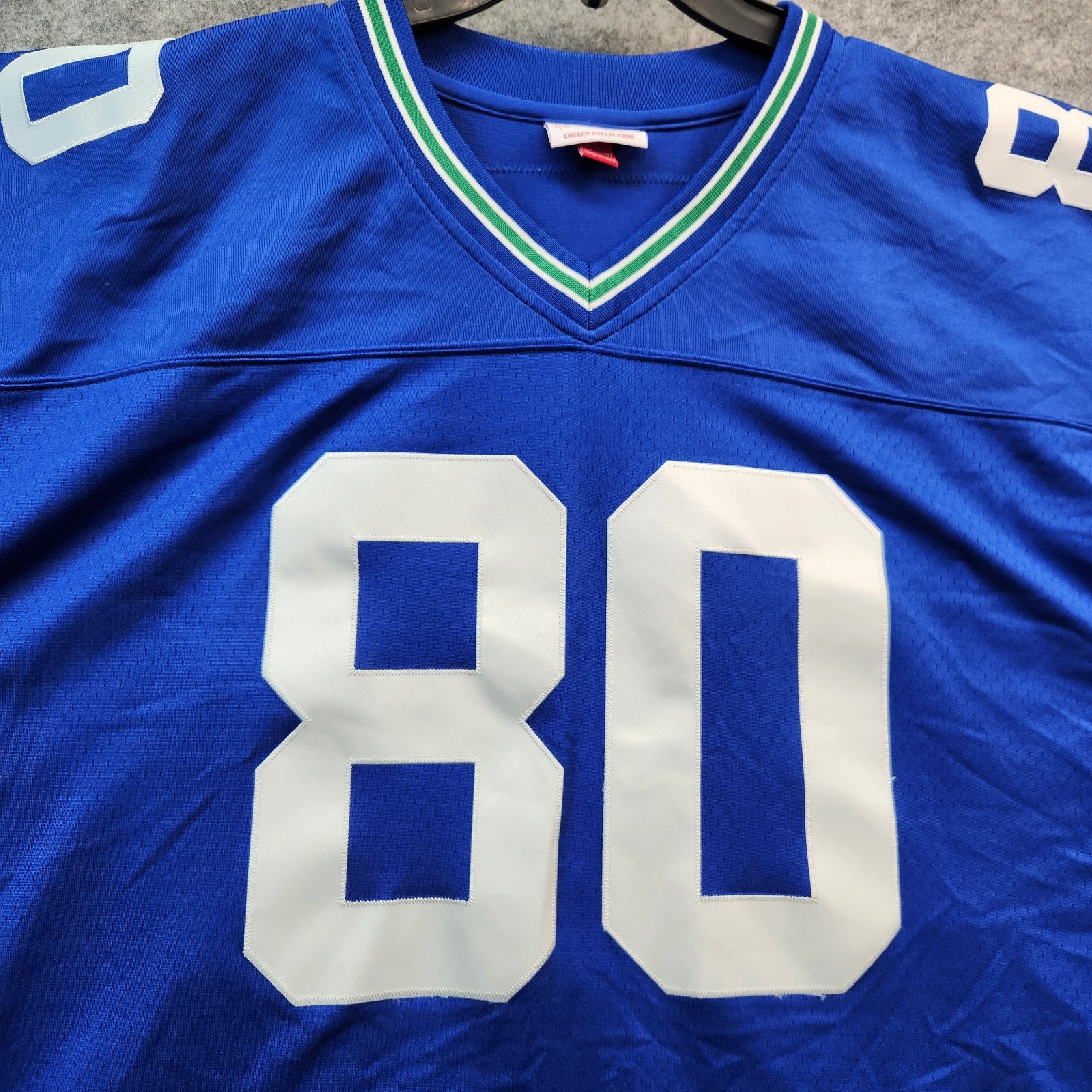 Mitchell & Ness Mens 56 3XL Blue NFL Throwbacks Seahawks 80 Steve Largent Jersey