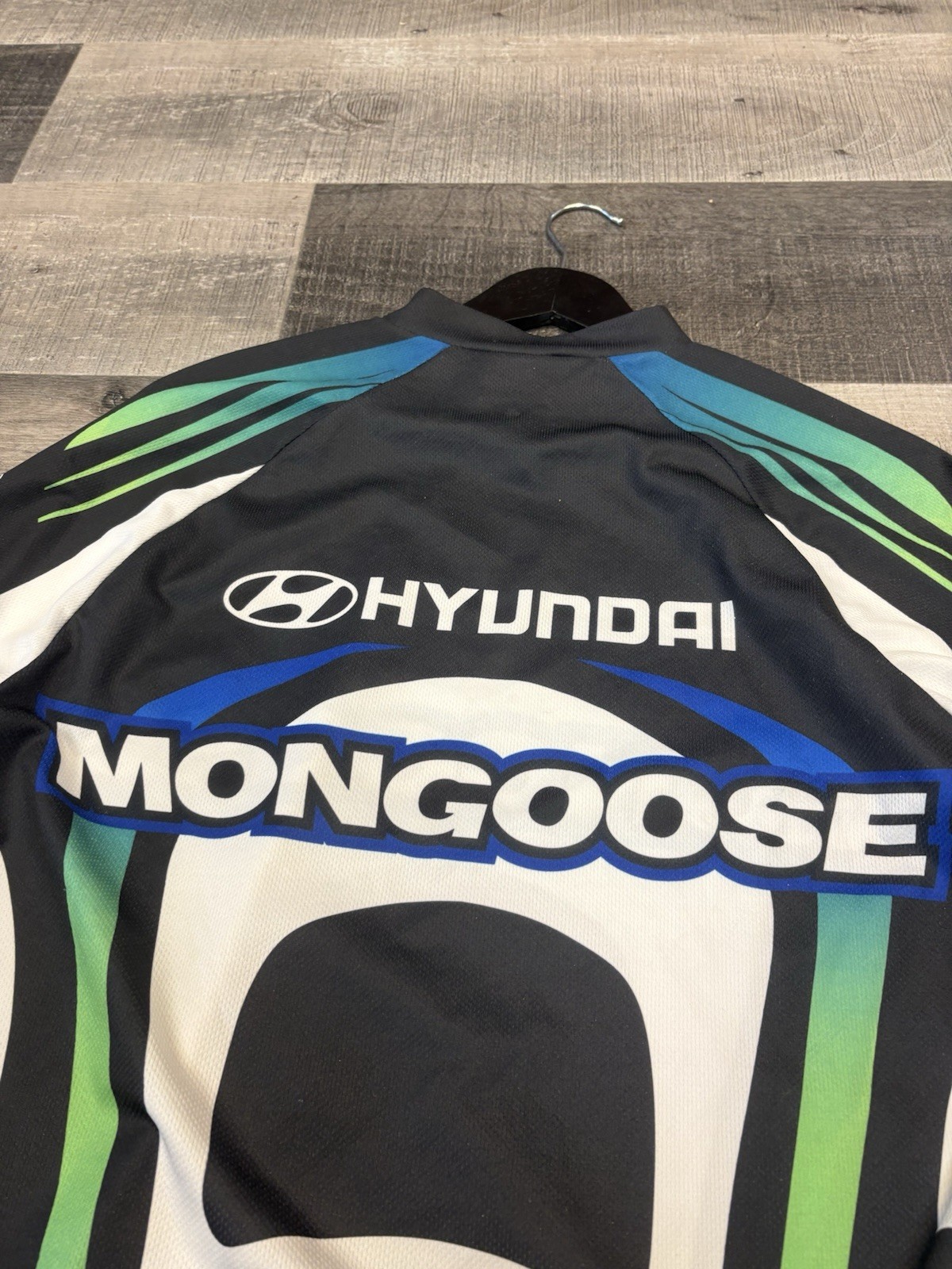 Mongoose Cycling Jersey Long Sleeve Men’s Size L Black Blue Green Graphic Print