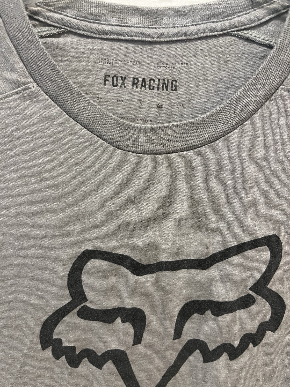 Fox Racing XL Gray Cycling T-Shirt Jersey Breathable Cotton Short Sleeve