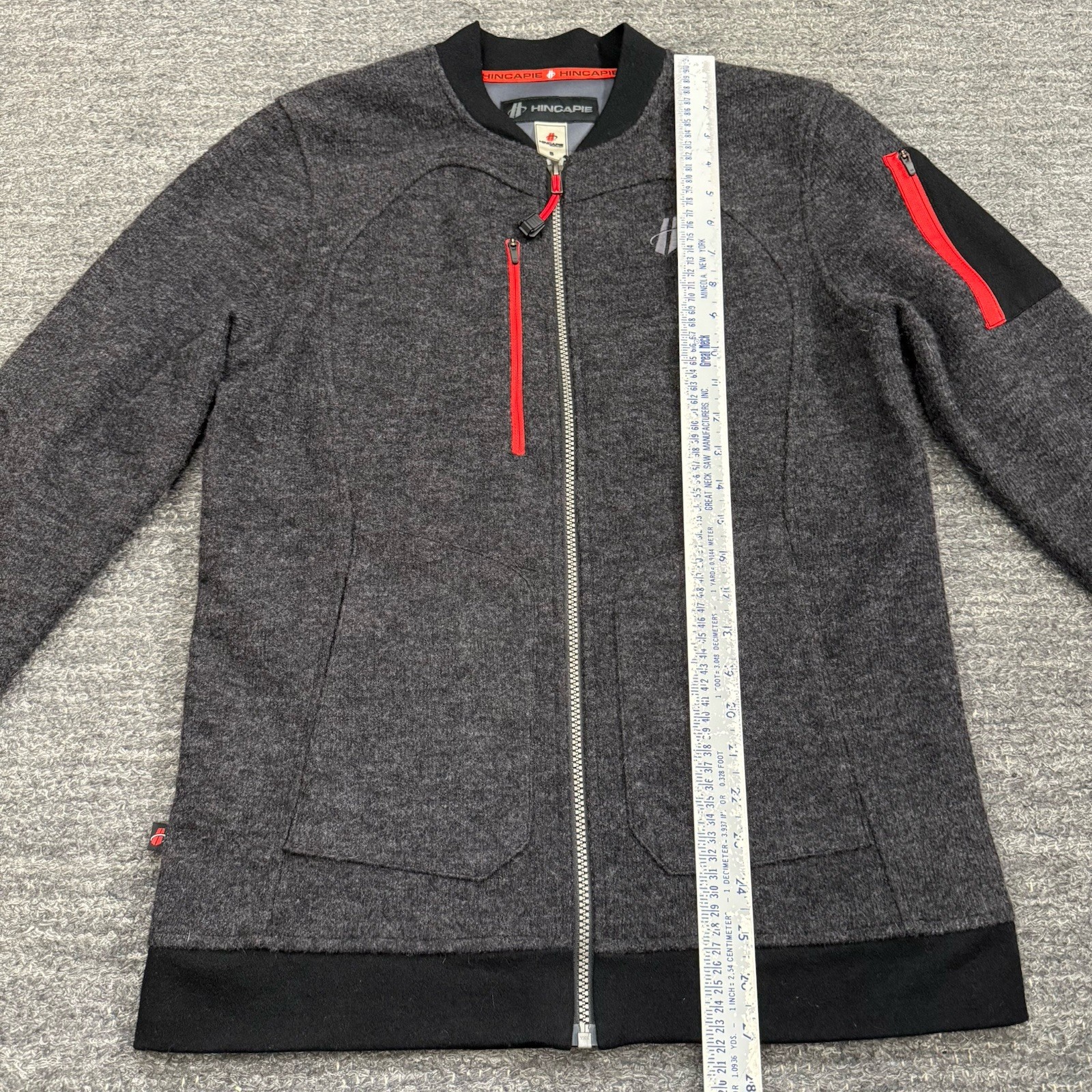 Hincapie Lusso Wool Sweater Men Small Gray Full Zip Merino Bike Commute Jacket
