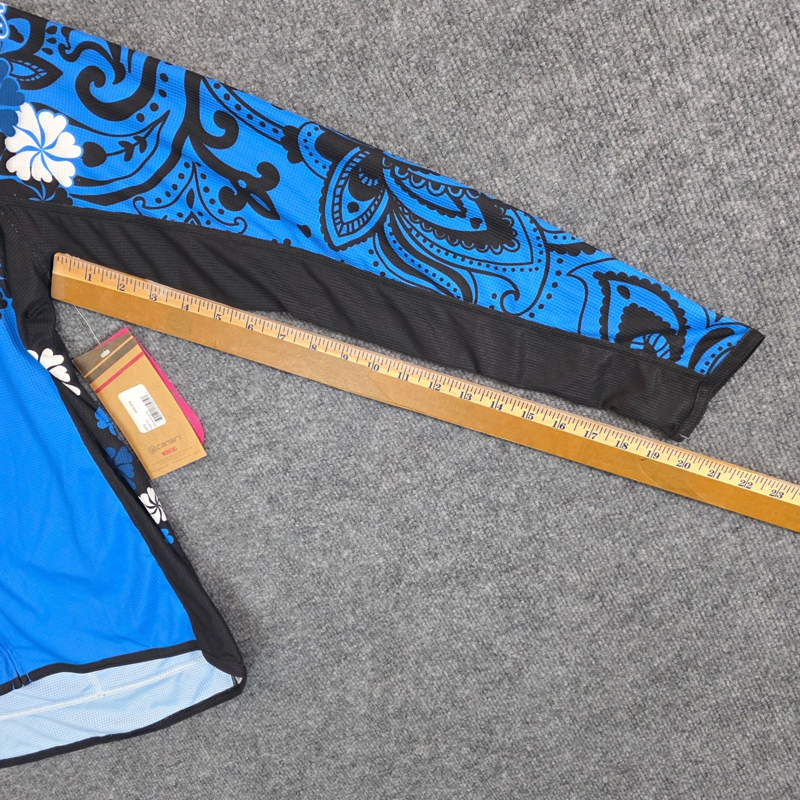 Canari Gale LS Cycling Jersey Womens XL Azure Blue Paisley Floral Long Sleeve