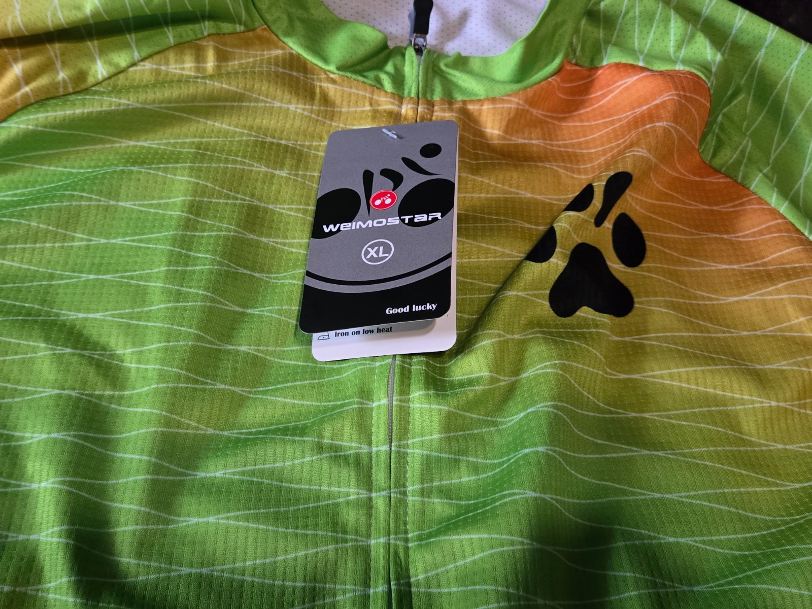 NWT Weimostar Cycling Jersey XL Green Full Zip Pocket Dog PawsQuick Dry