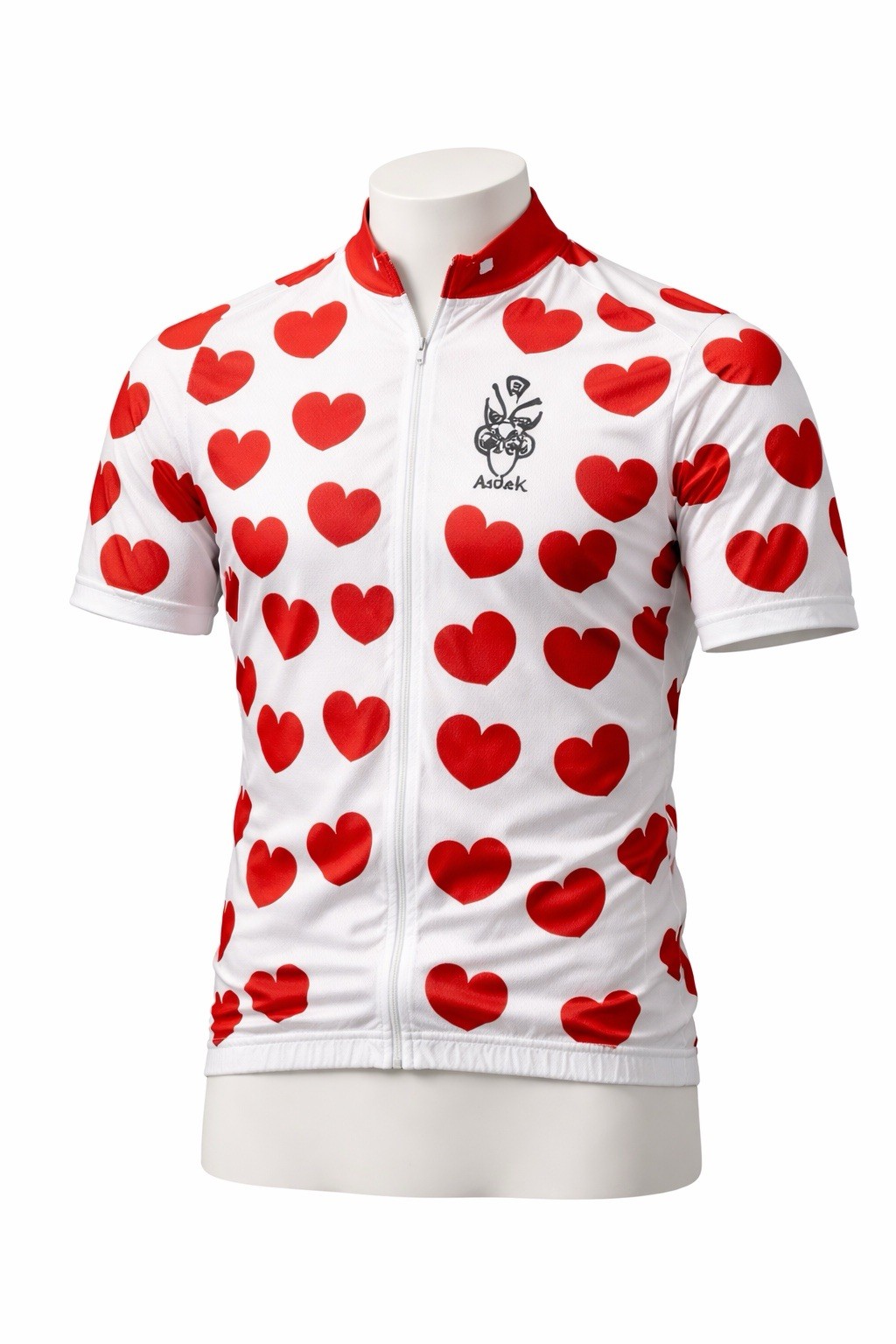 Astek Cycling Jersey Hearts Full Zip Size Large Valentines Back Pockets Stretch