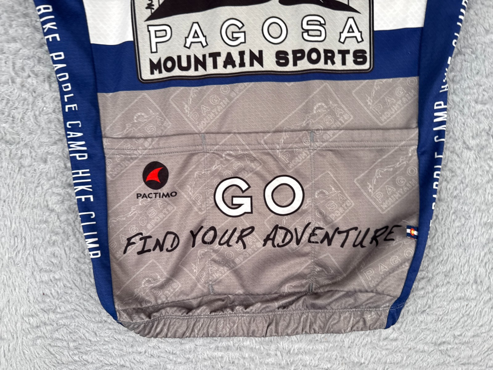 Pactimo Cycling Jersey Mens 2XS XXS Gray Blue Full Zip Short Sleeve Pagosa
