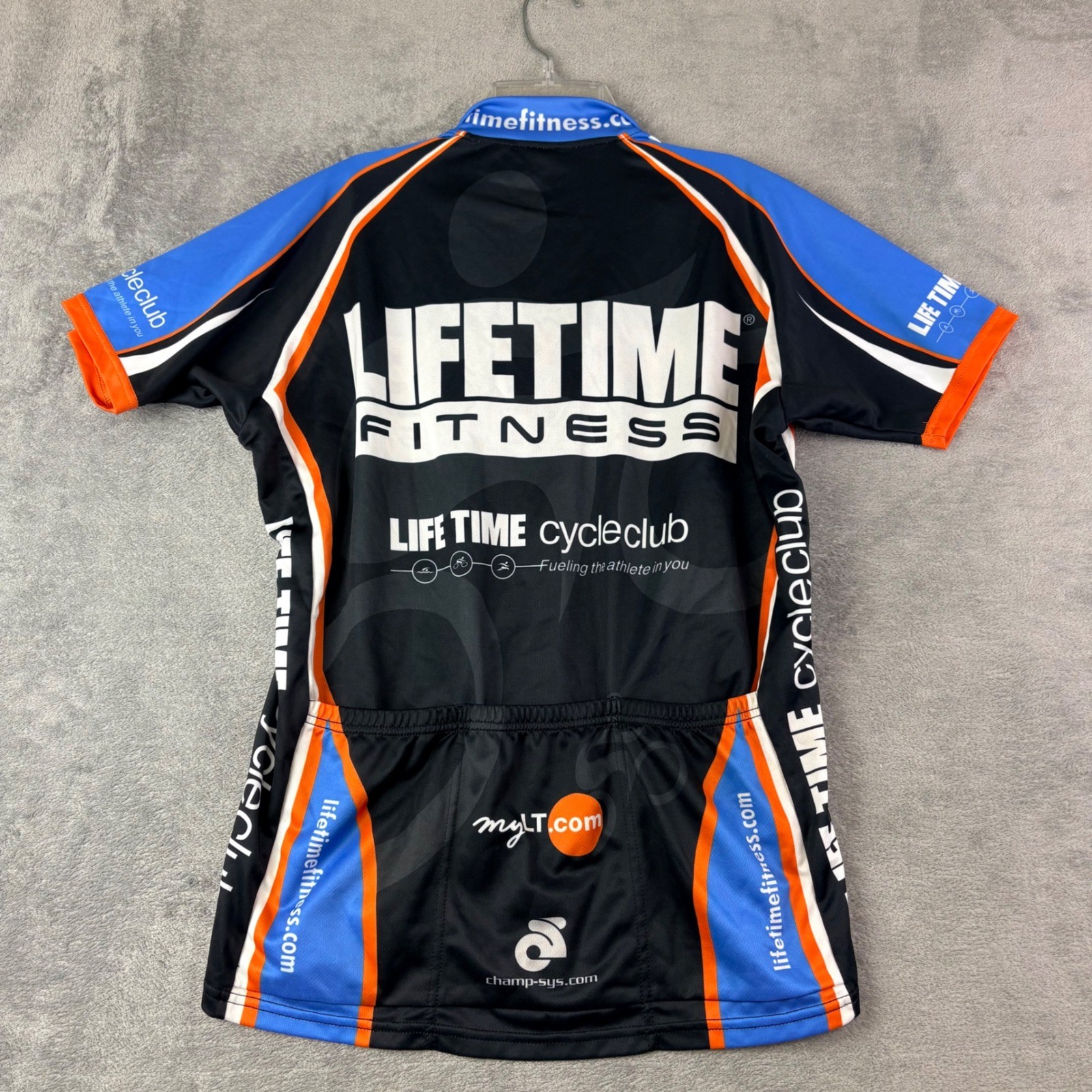 Life Time Fitness Womens XL Black Champ-Sys Cycling Jersey Full Zip Bike Cycle