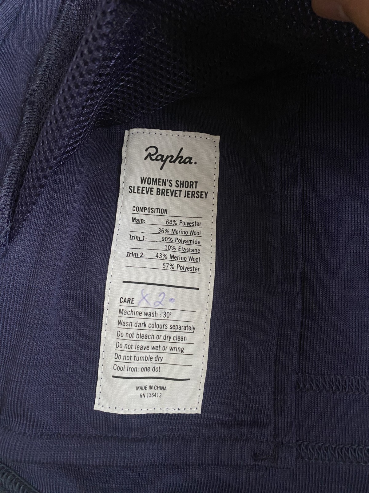 Rapha Womens Brevet Cycling Jersey Dark Navy Blue Pink Merino Wool Size XXS