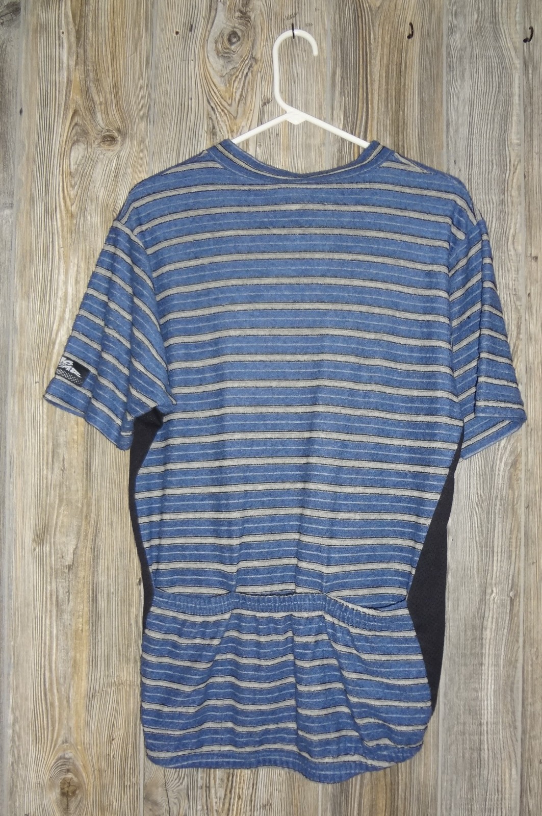 Vintage 90s Y2K No Fear Blue Knit Cycling Jersey SZ L USA Made 1/2 Zip Racing