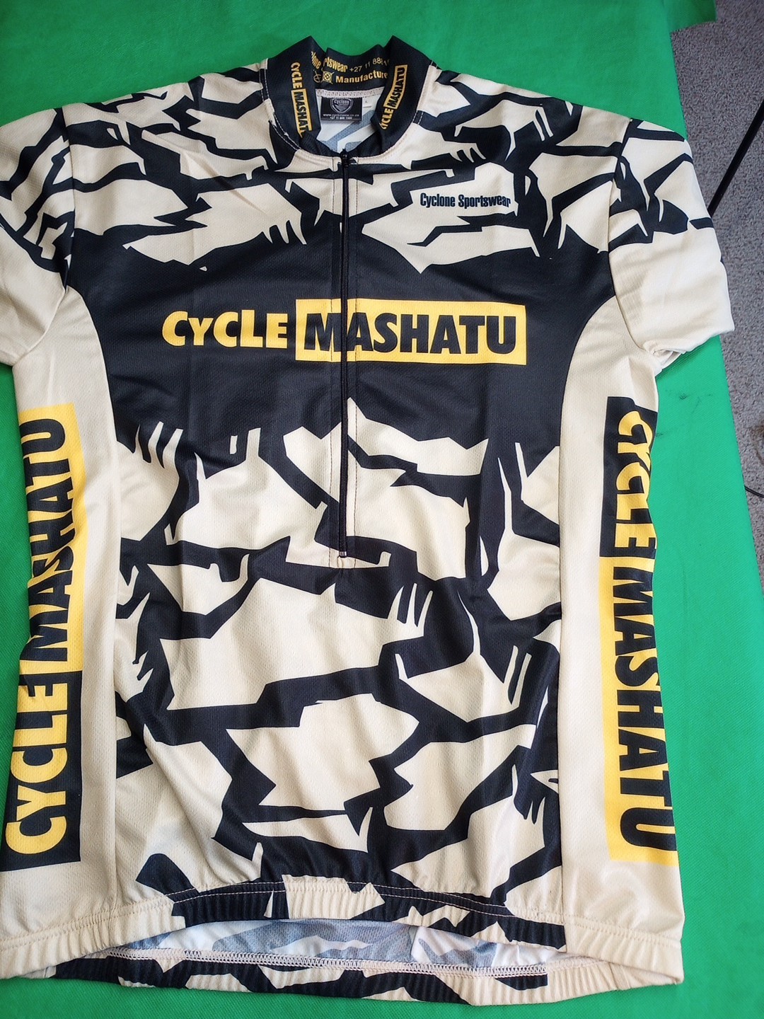 Cycle Mashatu Cyclone Sportswear Cycling Jersey Size Large Tan Black