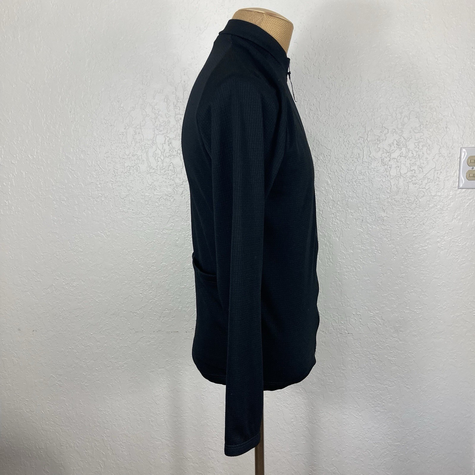 Giordana Cycling Jersey Shirt Top Mens Medium Solid Black Full Zip Long-Sleeve