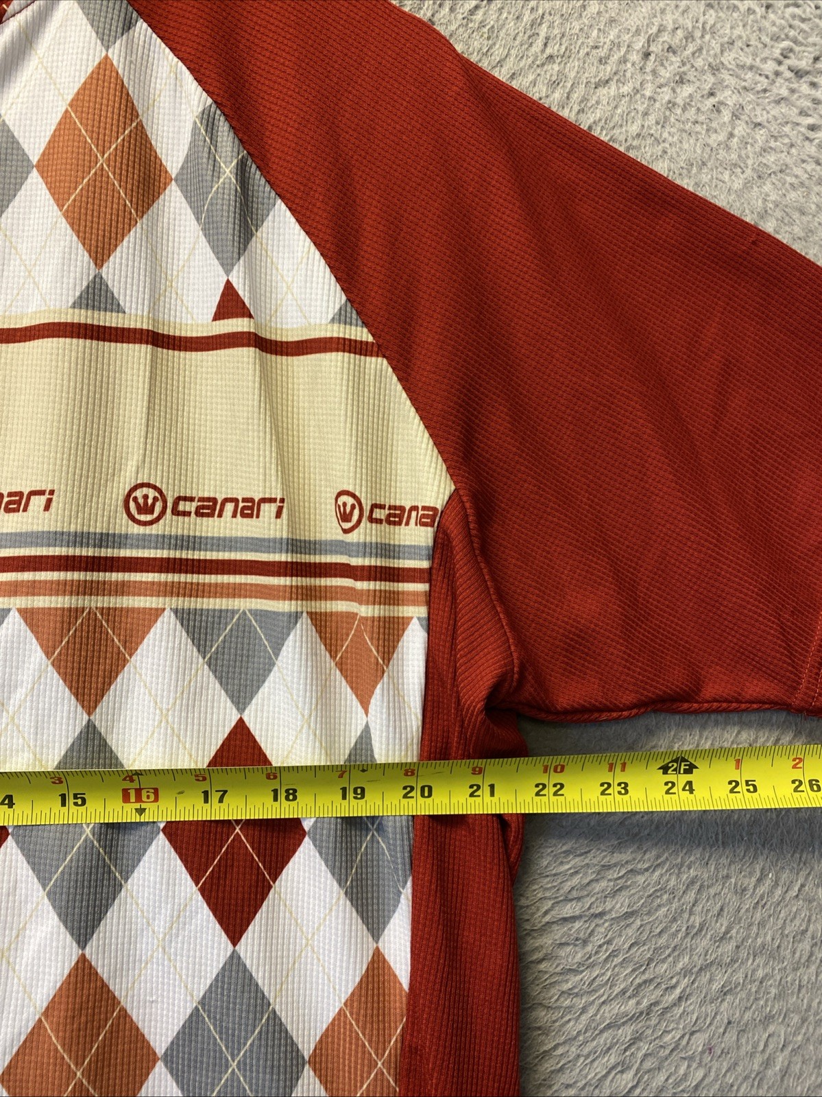 Canari Cycling Jersey Men’s XXL Brown USA Made Plaid Argyle Shirt /0713