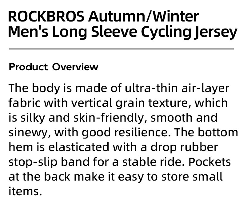 ROCKBROS Men’s Winter Cycling Jersey Thermal Top Long Sleeves Bicycle Clothing