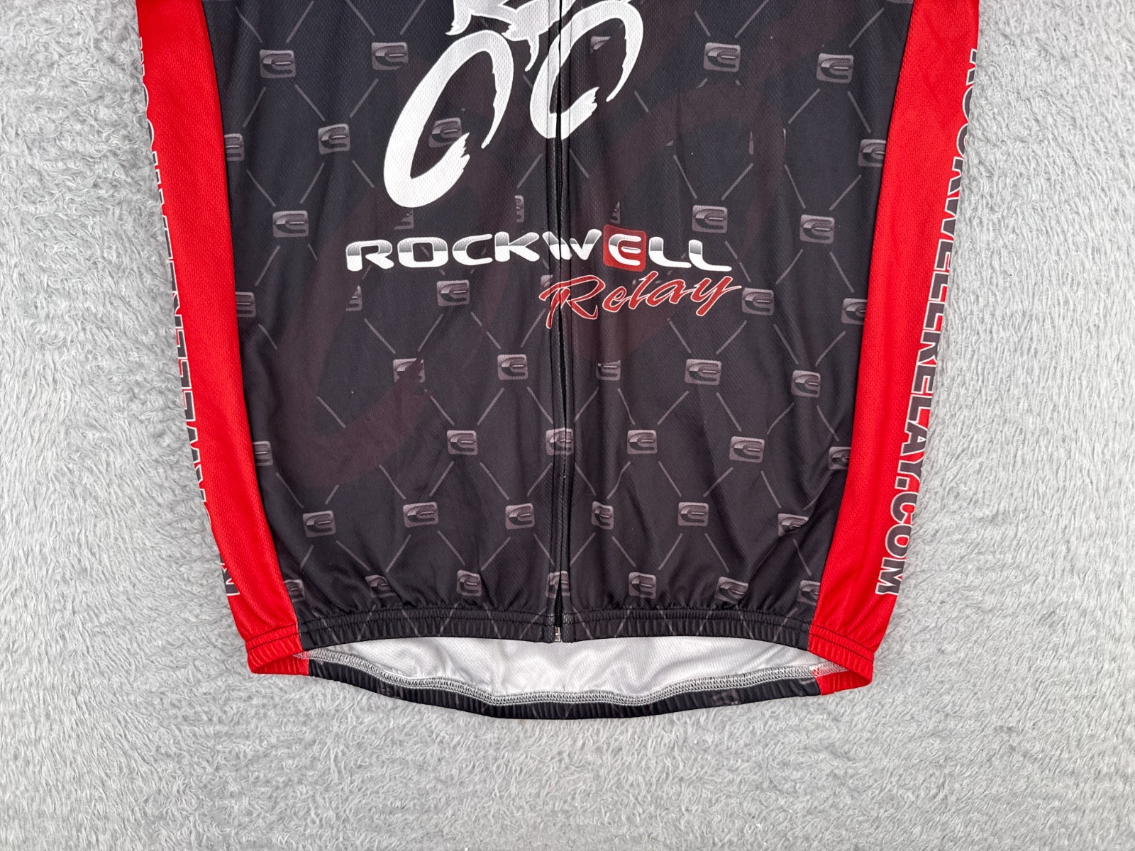 Epic Cycling Jersey Adult Large Black Red Full Zip Short Sleeve Rockwell Relay