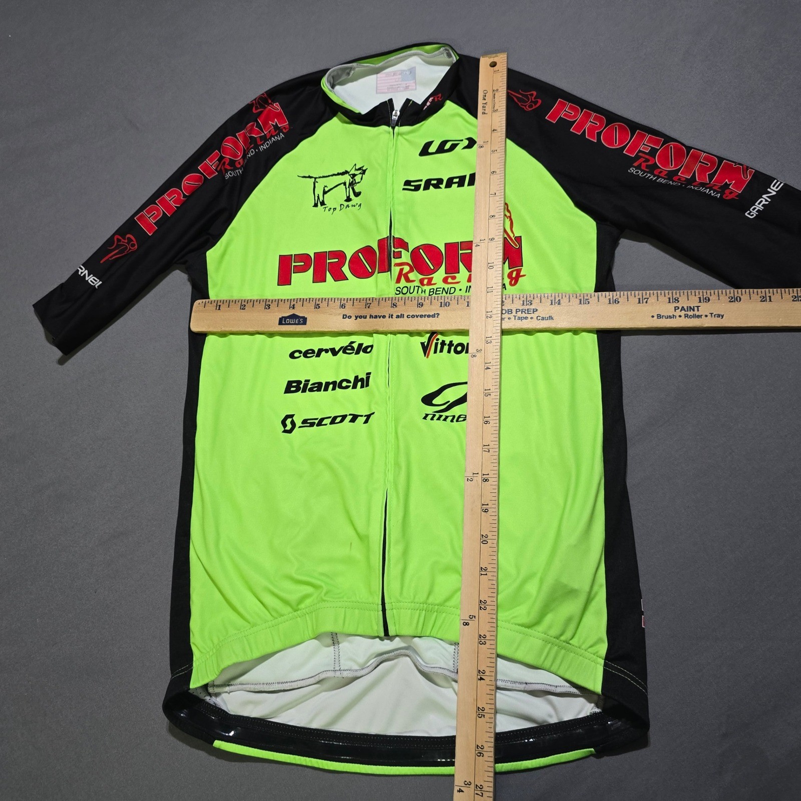 Louis Garneau Cycling Jersey Mens Large Neon Green ProForm Racing SRAM Bianchi