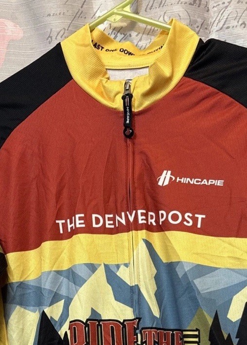 HINCAPIE Jersey Mens XL Cycling Full Zip THE DENVER POST Short Sleeve