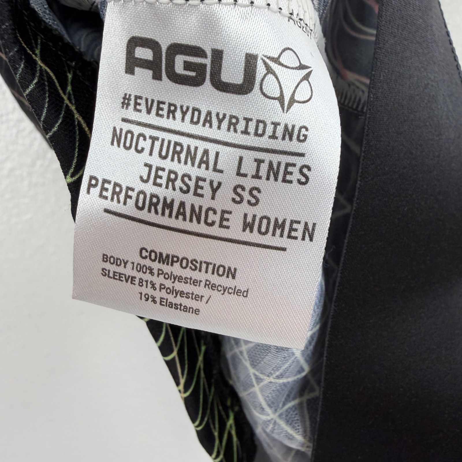 AGU Cycling Jersey Womens Large Black Multi Nocturnal Lines Performance Bike EUC