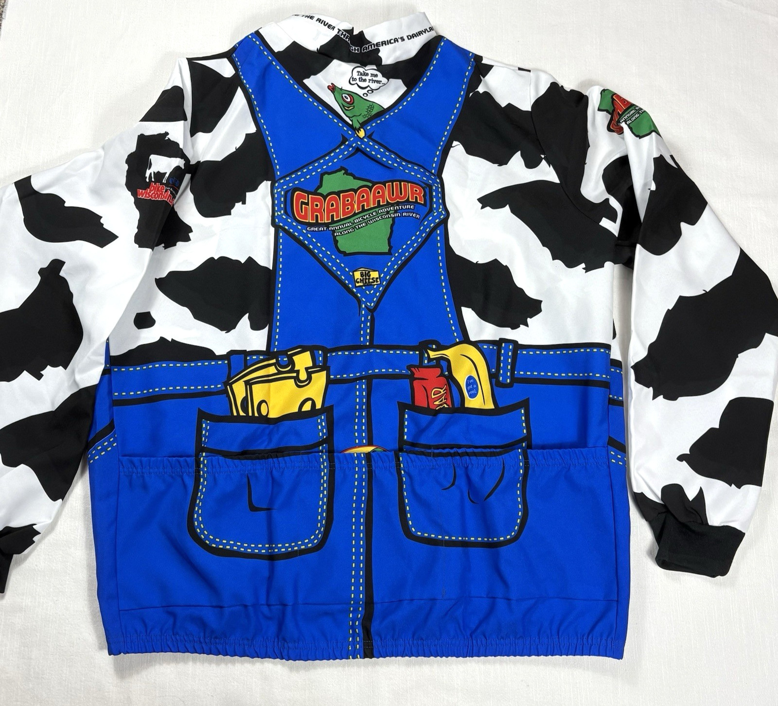 Revi Cycling Jersey Size 3XL Long Sleeve USA Wisconsin Cow Dairy Cheese GRABAAWR