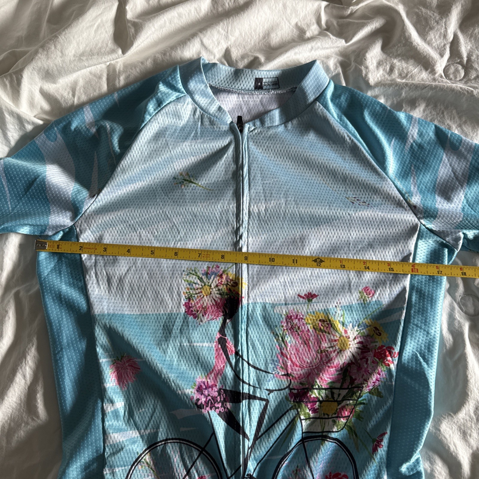 Cycling Jersey Shirt Women’s Small Multicolor Floral Long Sleeve Full Zip