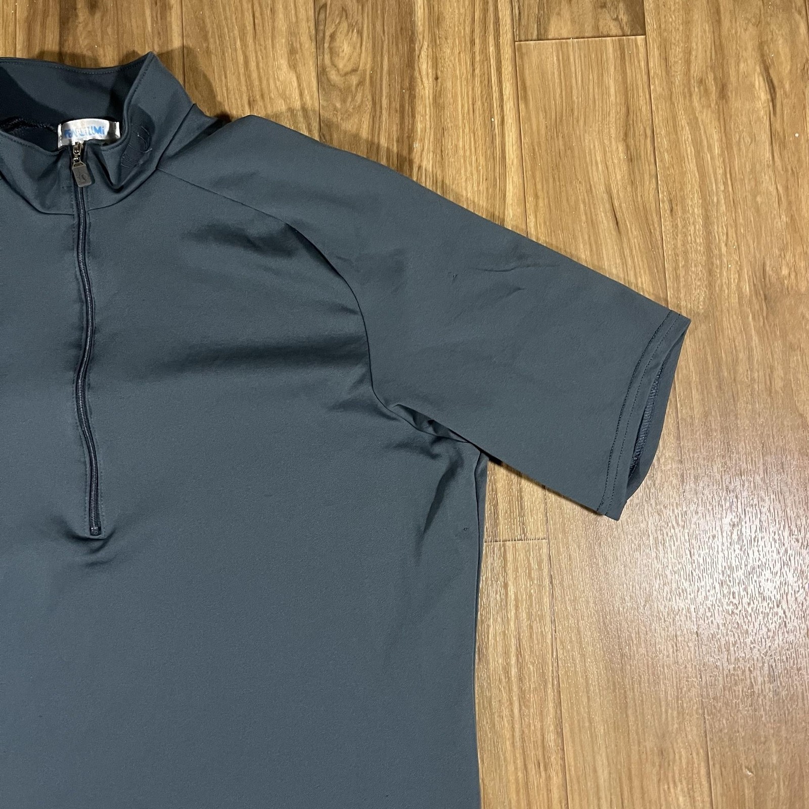 Pearl Izumi Cycling Jersey Mens Large Gray 1/4 Zip Pockets Made In USA Technical
